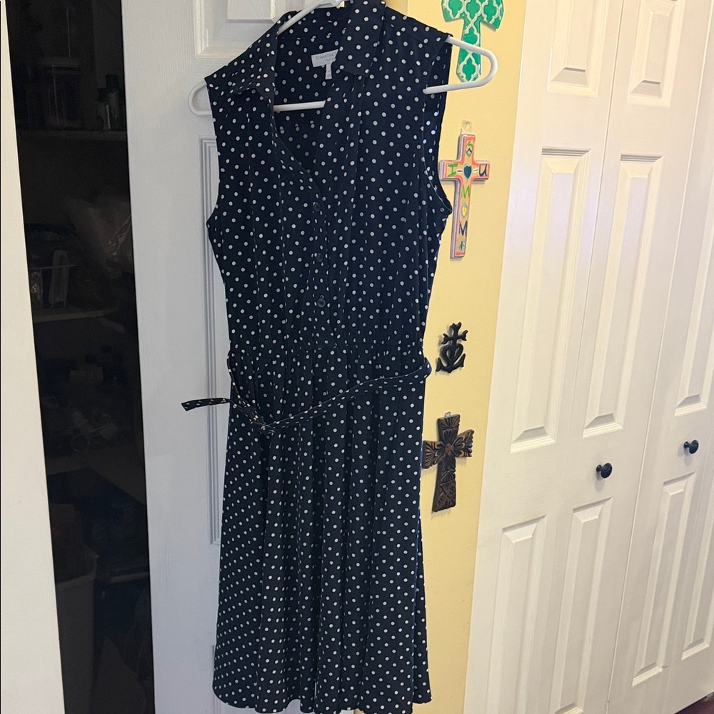 Charter Club Black and White Polka Dot Midi Dress
